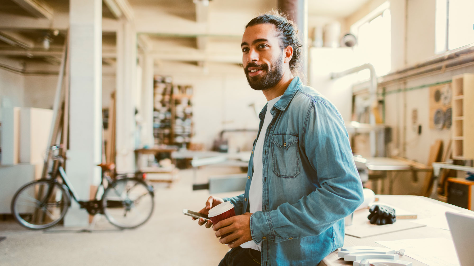 man drinking coffee