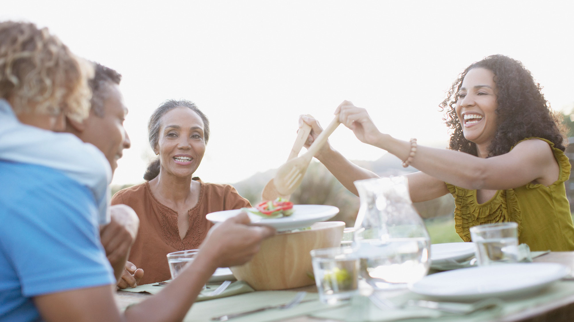 People eating around a table