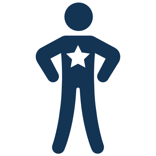 Blue cartoon person with a star imprinted on their chest. Customer Owned icon