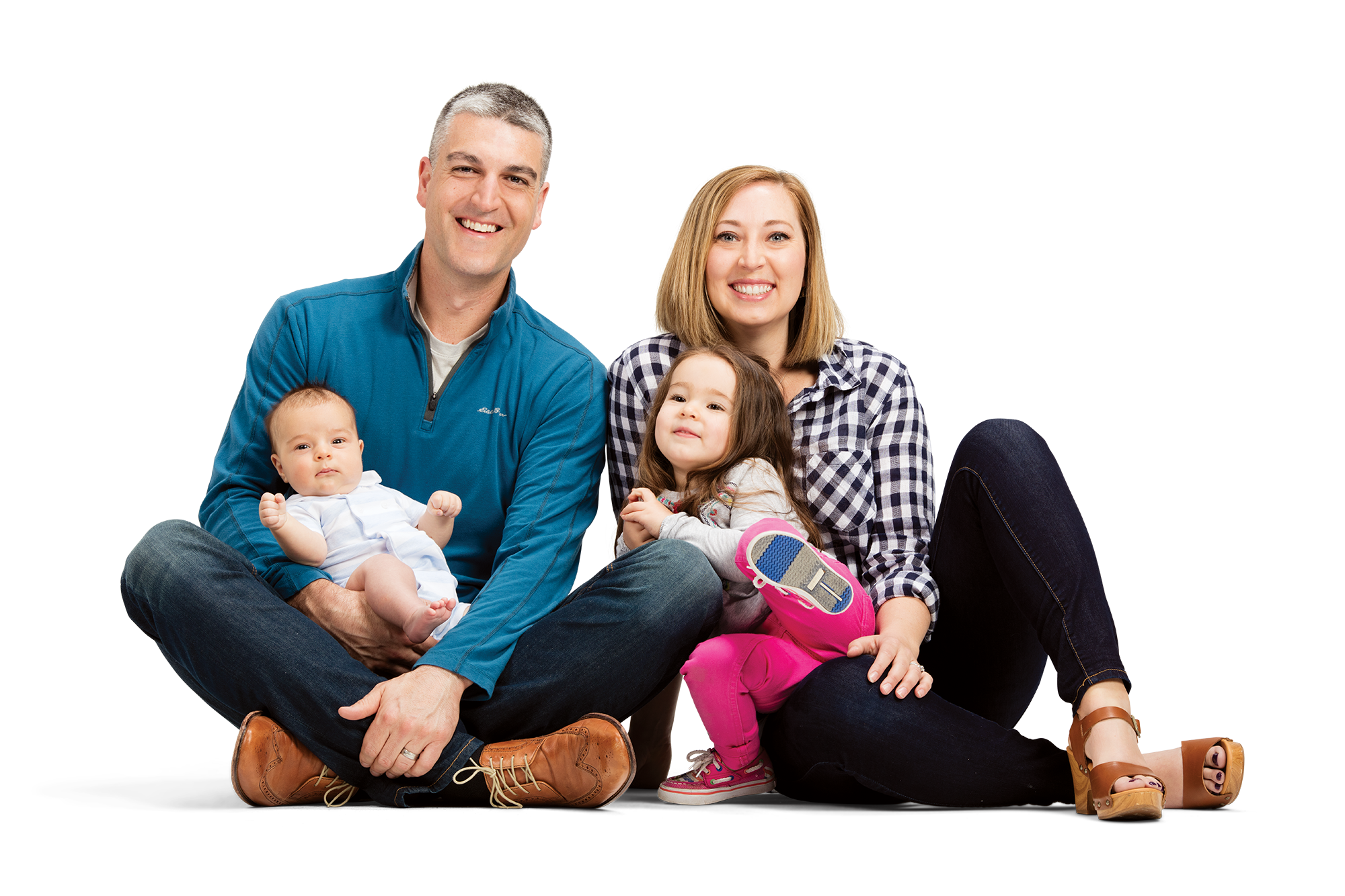 Happy family sitting