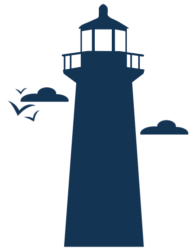 Blue lighthouse local decisions icon