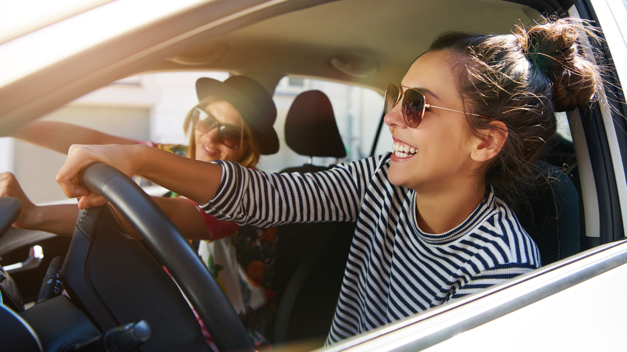 two women driving