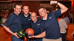 Photo of GSB team at annual Strikes for Scholars bowling event